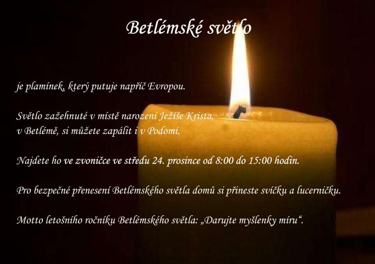 Betlémské světlo ve zvonici