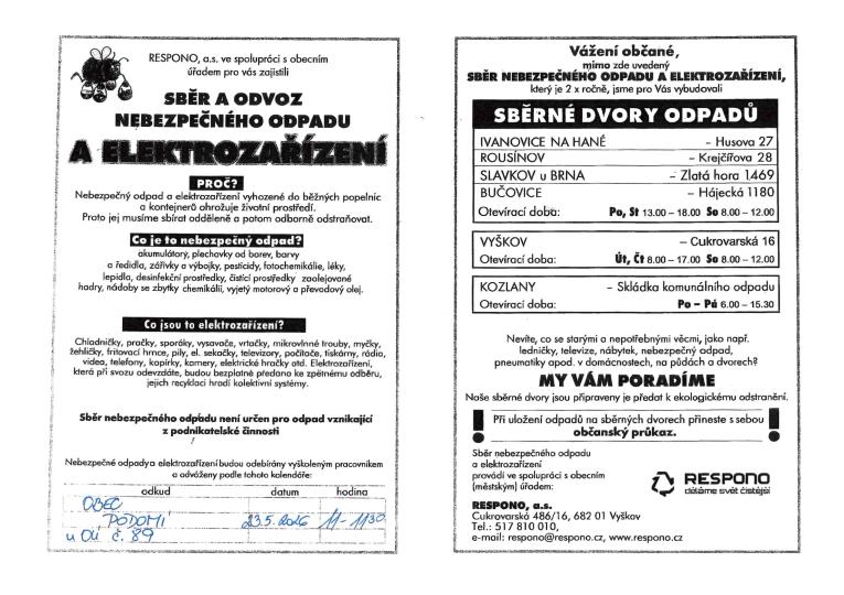 mobilní svoz odpadů 