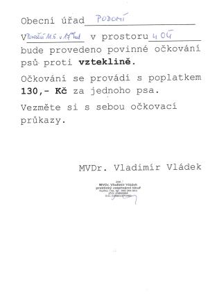 očkování psů proti vzteklině